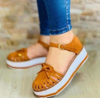 Ladies New Platform Hollow Trifle Shoe Buckle Sandals