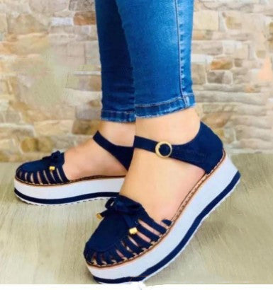 Ladies New Platform Hollow Trifle Shoe Buckle Sandals