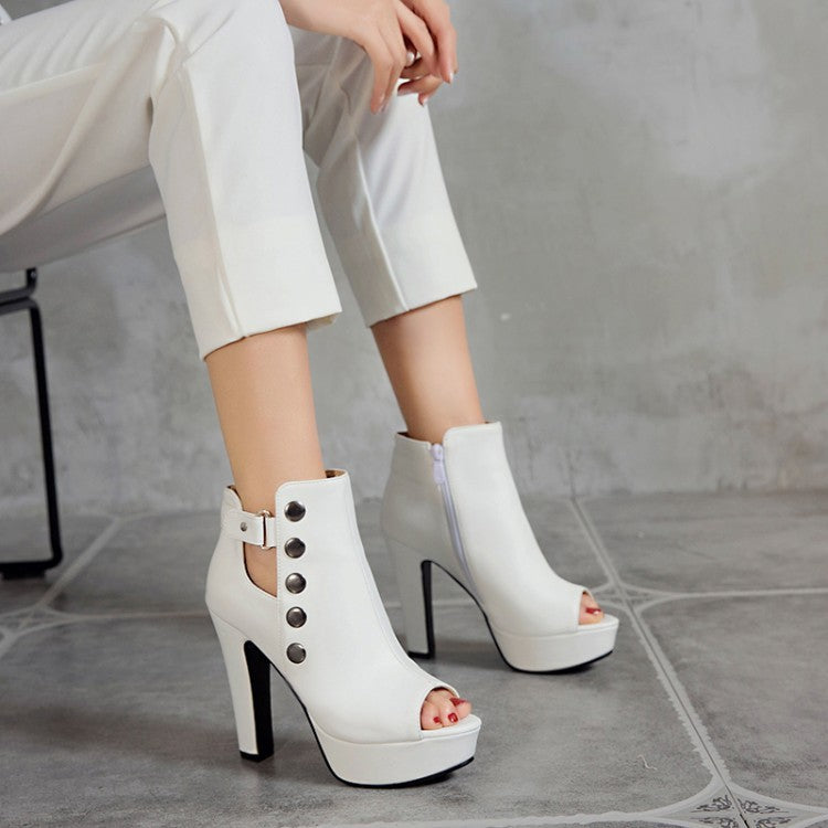 New White Ladies Platform Zipper Shoe Sexy High Heel Fish