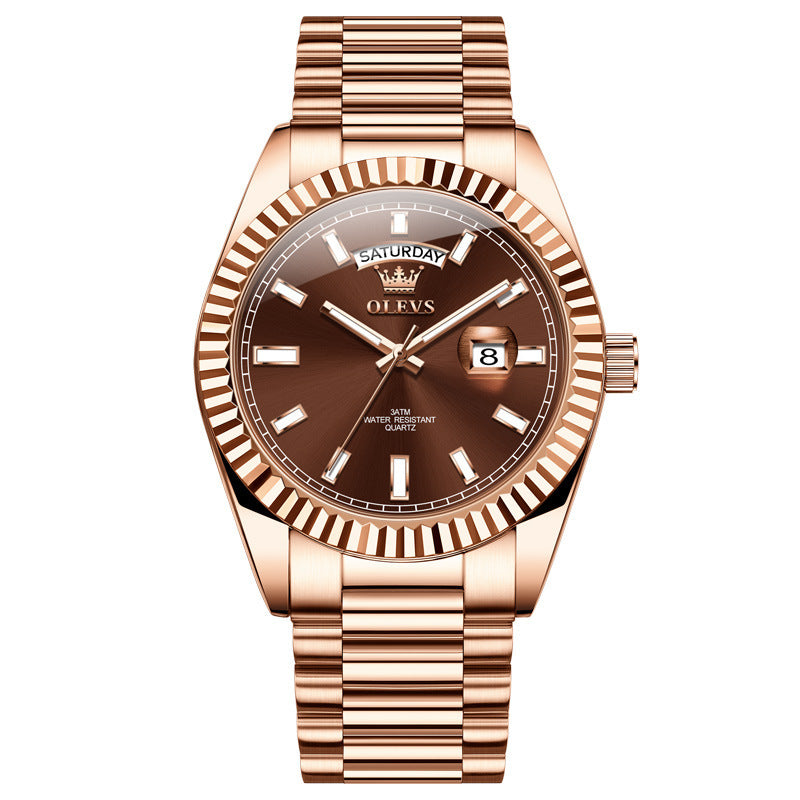 Luminous Waterproof Business Steel Belt Wrist Watch