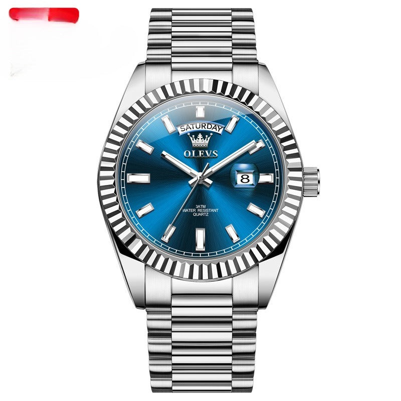 Luminous Waterproof Business Steel Belt Wrist Watch