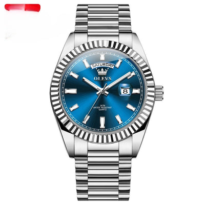 Luminous Waterproof Business Steel Belt Wrist Watch